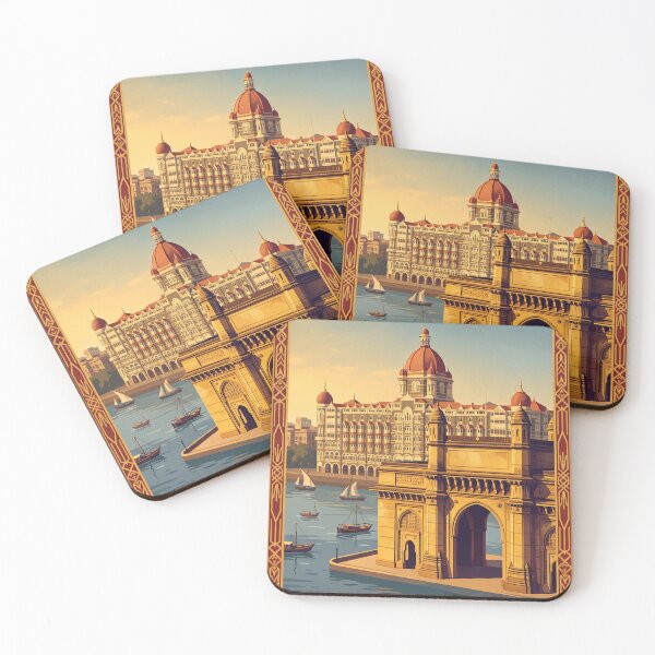 Item preview, Mumbai India Vintage Travel Poster – Gateway of India & Taj Mahal Palace designed and sold by Bomax121.