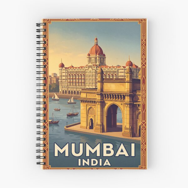 Item preview, Mumbai India Vintage Travel Poster – Gateway of India & Taj Mahal Palace designed and sold by Bomax121.