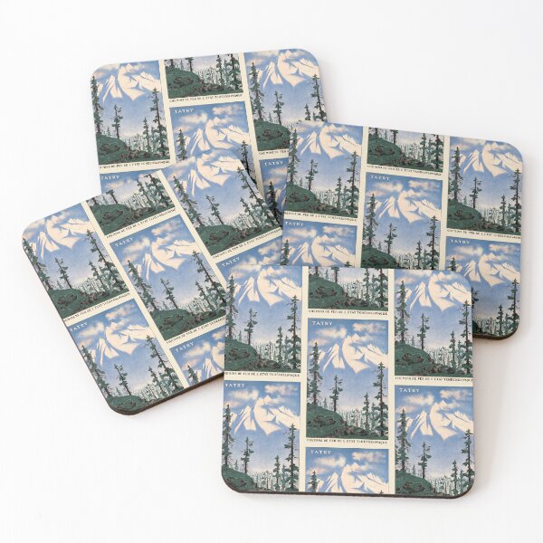 Item preview, Tatry Snowy Mountain Range Pine Forest Travel Poster : Vintage Art designed and sold by artofuniverse.