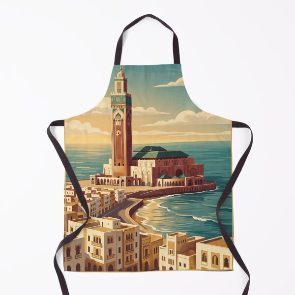 Item preview, Casablanca Morocco Vintage Travel Poster – Hassan II Mosque Coastal Art designed and sold by Bomax121.