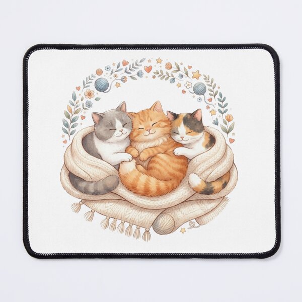 Item preview, Cute Three Cats Snuggling in a Cozy Knit Scarf designed and sold by EverBranz-stor.