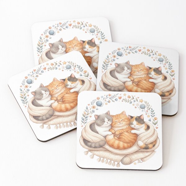 Item preview, Cute Three Cats Snuggling in a Cozy Knit Scarf designed and sold by EverBranz-stor.