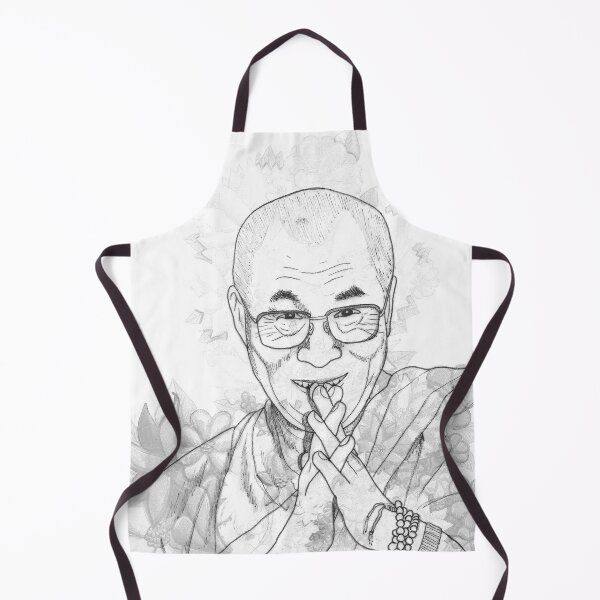 Item preview, HH Dalai Lama Florals Hand Drawn Black and White designed and sold by BOKEbyTC.