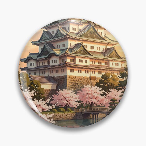 Item preview, Nagoya Japan Vintage Travel Poster – Nagoya Castle & Cherry Blossoms designed and sold by Bomax121.