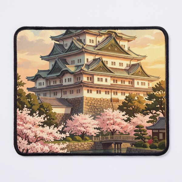 Item preview, Nagoya Japan Vintage Travel Poster – Nagoya Castle & Cherry Blossoms designed and sold by Bomax121.