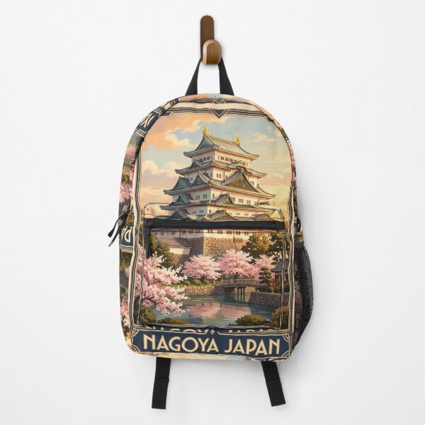 Item preview, Nagoya Japan Vintage Travel Poster – Nagoya Castle & Cherry Blossoms designed and sold by Bomax121.