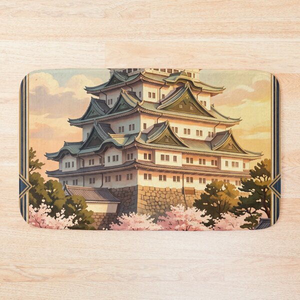Item preview, Nagoya Japan Vintage Travel Poster – Nagoya Castle & Cherry Blossoms designed and sold by Bomax121.