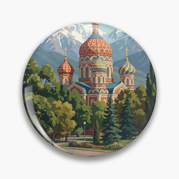 Item preview, Almaty Kazakhstan Vintage Travel Poster – Ascension Cathedral & Tian Shan designed and sold by Bomax121.