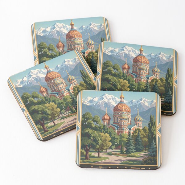 Item preview, Almaty Kazakhstan Vintage Travel Poster – Ascension Cathedral & Tian Shan designed and sold by Bomax121.