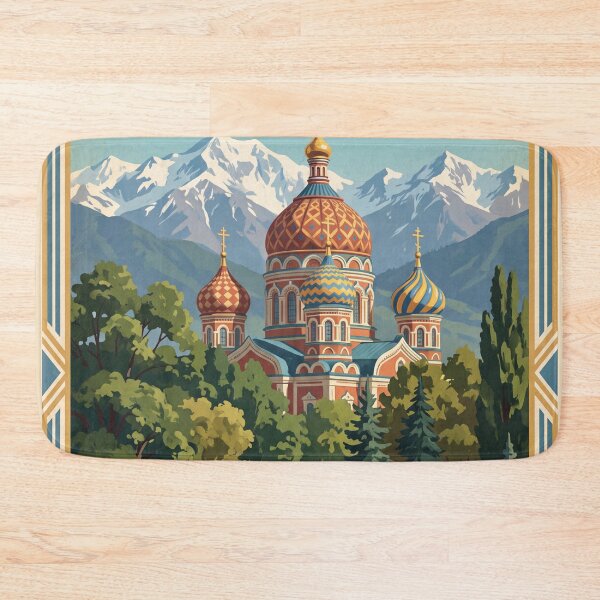Item preview, Almaty Kazakhstan Vintage Travel Poster – Ascension Cathedral & Tian Shan designed and sold by Bomax121.