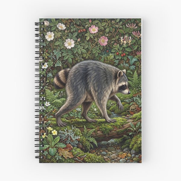 Item preview, Jimothy the Raccoon, Floral Painting Inspired by Pre Raphaelite Brotherhood I designed and sold by Yaremchuk.