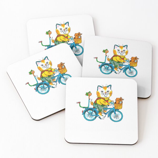 Item preview, Cute Cat and Worm Riding Bicycle Vintage Storybook designed and sold by JulianERDB.