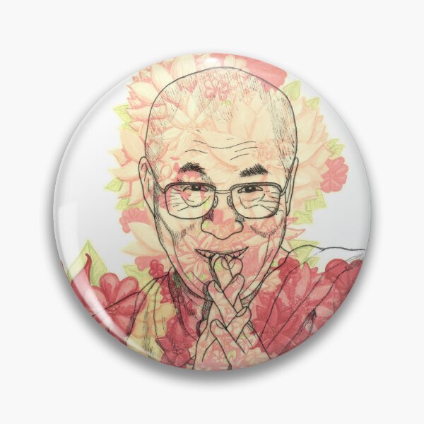 Item preview, HH Dalai Lama Florals Soft Colors Hand Drawn designed and sold by BOKEbyTC.