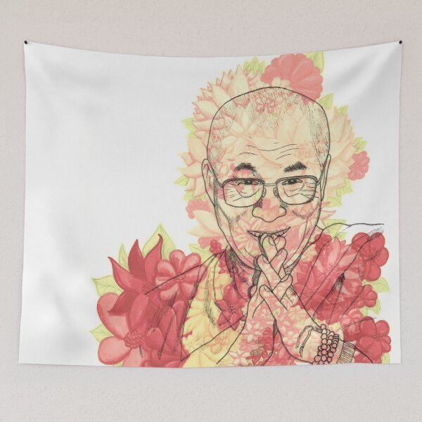 Item preview, HH Dalai Lama Florals Soft Colors Hand Drawn designed and sold by BOKEbyTC.