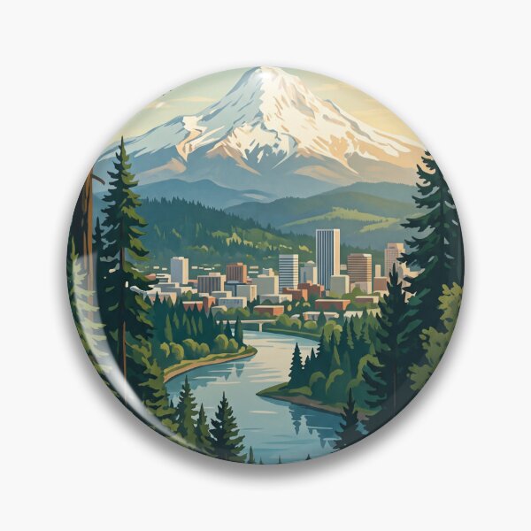 Item preview, Portland Oregon USA Vintage Travel Poster – Mount Hood & City Skyline designed and sold by Bomax121.