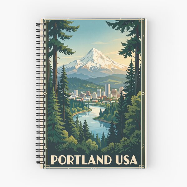 Item preview, Portland Oregon USA Vintage Travel Poster – Mount Hood & City Skyline designed and sold by Bomax121.