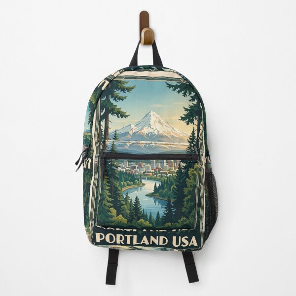 Item preview, Portland Oregon USA Vintage Travel Poster – Mount Hood & City Skyline designed and sold by Bomax121.