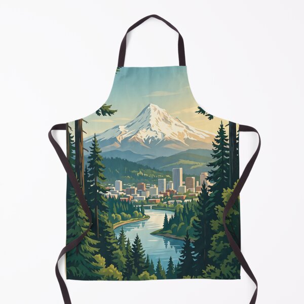 Item preview, Portland Oregon USA Vintage Travel Poster – Mount Hood & City Skyline designed and sold by Bomax121.