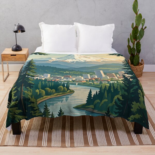 Item preview, Portland Oregon USA Vintage Travel Poster – Mount Hood & City Skyline designed and sold by Bomax121.