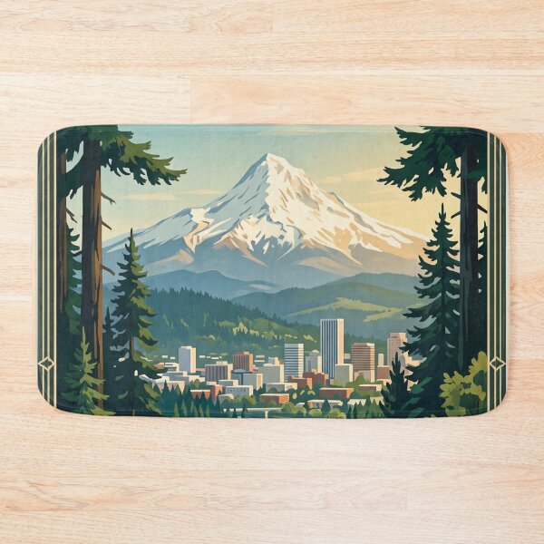 Item preview, Portland Oregon USA Vintage Travel Poster – Mount Hood & City Skyline designed and sold by Bomax121.