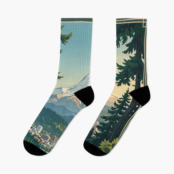 Item preview, Portland Oregon USA Vintage Travel Poster – Mount Hood & City Skyline designed and sold by Bomax121.