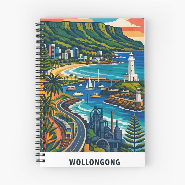 Item preview, Wollongong Harbour Lighthouses Escarpment Coast designed and sold by Print My Town.