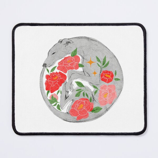 Item preview, Sleeping Greyhound Curled in Red Peonies designed and sold by bataljart.