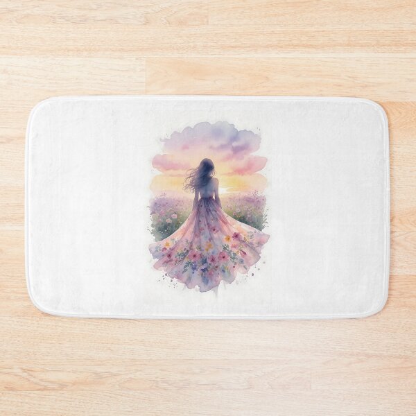 Item preview, Woman in Floral Dress at Sunset designed and sold by HappyOops.
