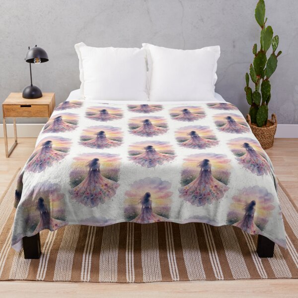 Item preview, Woman in Floral Dress at Sunset designed and sold by HappyOops.
