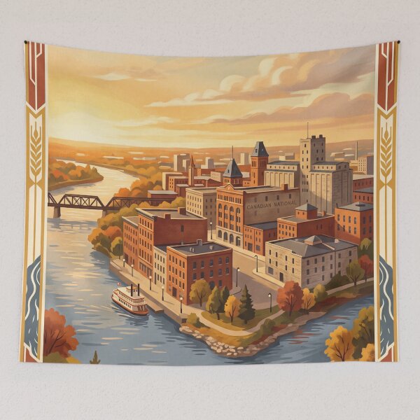 Item preview, Winnipeg Canada Vintage Travel Poster – The Forks Riverfront designed and sold by Bomax121.