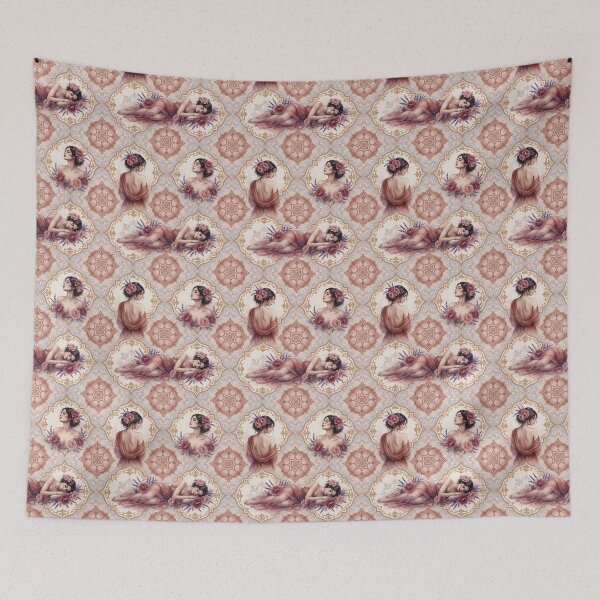 Item preview, Elegant Women with Peonies Pattern designed and sold by HappyOops.
