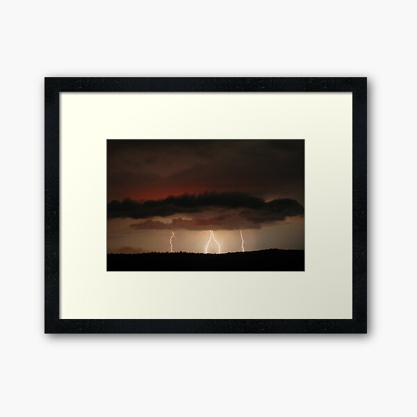 Lightning and Cane Burn glow near Whiporie Framed Art Print