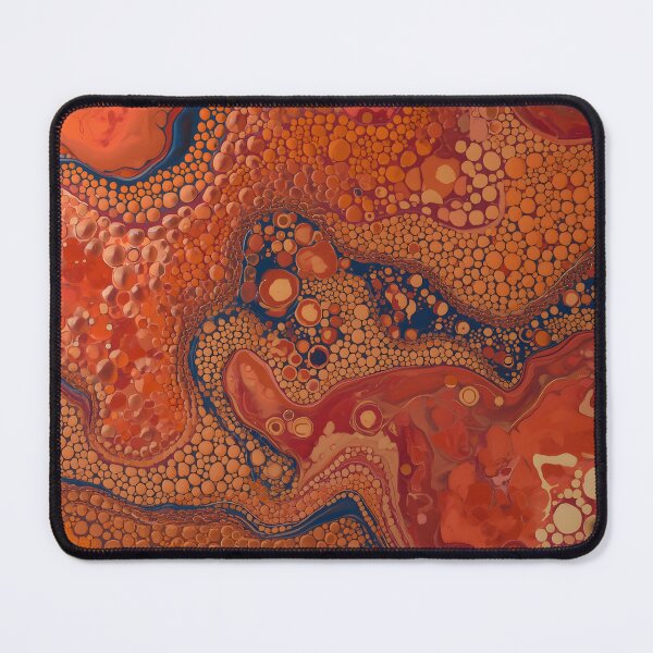 Item preview, Amber Coral Fluid Marble Indigo Cell Abstract Art designed and sold by GrinGalore.