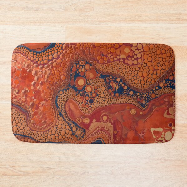 Item preview, Amber Coral Fluid Marble Indigo Cell Abstract Art designed and sold by GrinGalore.