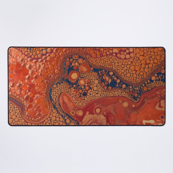Item preview, Amber Coral Fluid Marble Indigo Cell Abstract Art designed and sold by GrinGalore.