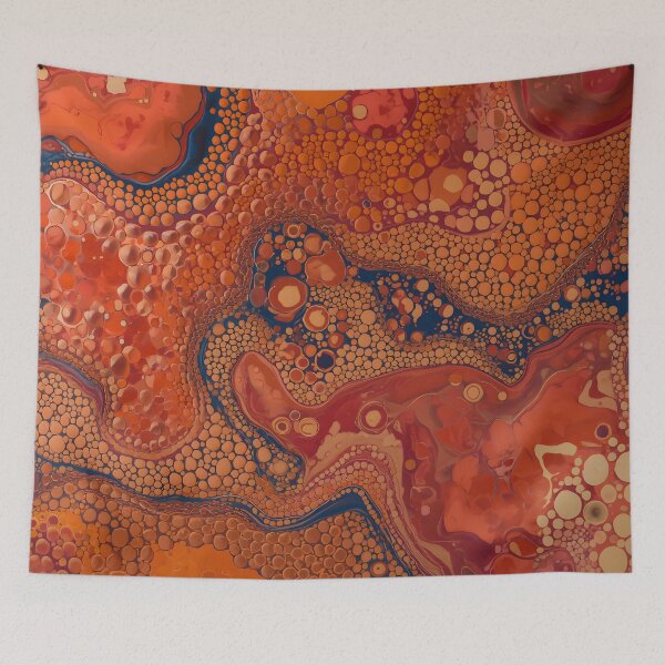 Item preview, Amber Coral Fluid Marble Indigo Cell Abstract Art designed and sold by GrinGalore.