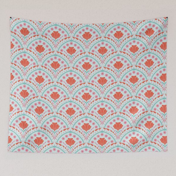 Item preview, Petal in Coral and Pink on Mint Blue designed and sold by artistmaria.