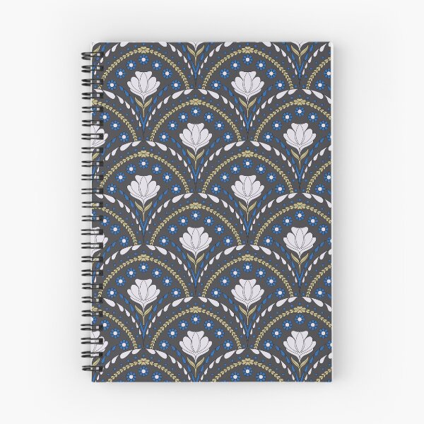 Item preview, Petal in Cream and Cobalt Blue on Charcoal Grey designed and sold by artistmaria.