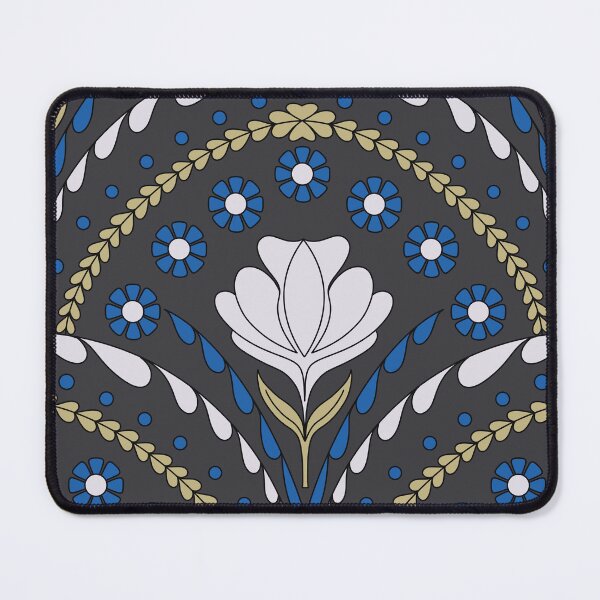 Item preview, Petal in Cream and Cobalt Blue on Charcoal Grey designed and sold by artistmaria.