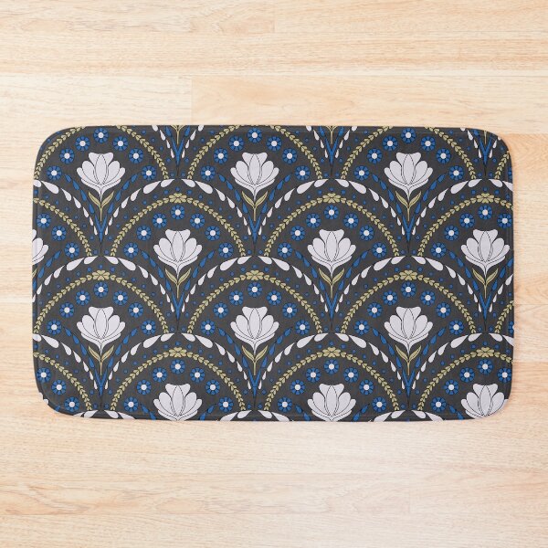 Item preview, Petal in Cream and Cobalt Blue on Charcoal Grey designed and sold by artistmaria.