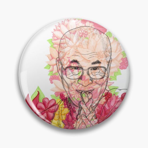 Item preview, HH Dalai Lama Florals Bright Colors Hand Drawn White Background designed and sold by BOKEbyTC.