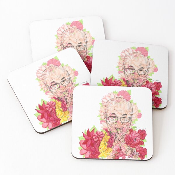 Item preview, HH Dalai Lama Florals Bright Colors Hand Drawn White Background designed and sold by BOKEbyTC.