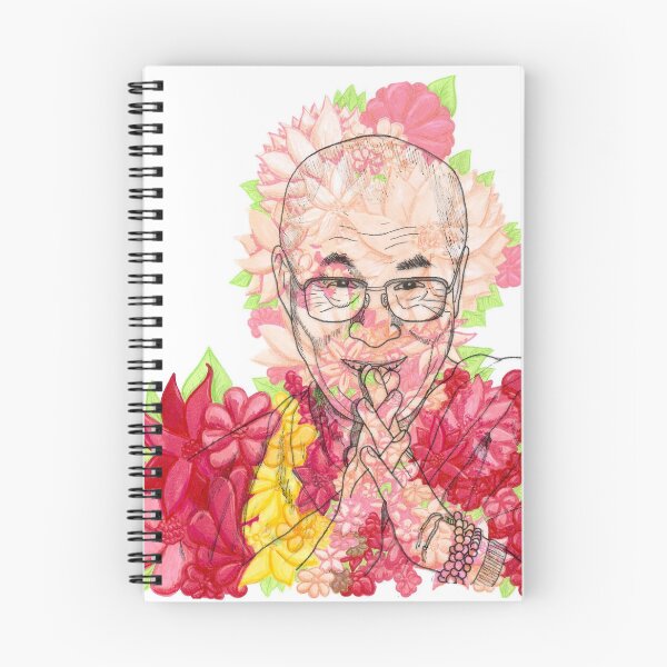Item preview, HH Dalai Lama Florals Bright Colors Hand Drawn White Background designed and sold by BOKEbyTC.