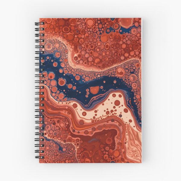 Item preview, Rust Crimson Fluid Marble Deep Indigo Cellular Abstract Art designed and sold by GrinGalore.