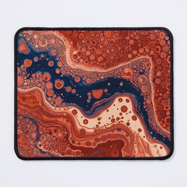 Item preview, Rust Crimson Fluid Marble Deep Indigo Cellular Abstract Art designed and sold by GrinGalore.