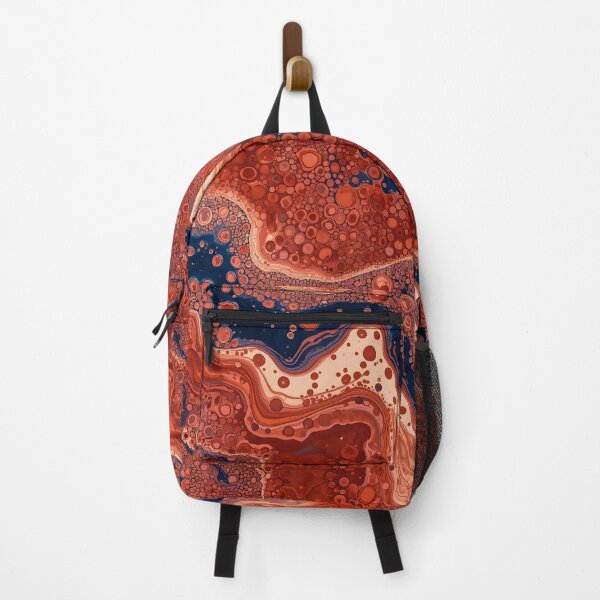 Item preview, Rust Crimson Fluid Marble Deep Indigo Cellular Abstract Art designed and sold by GrinGalore.