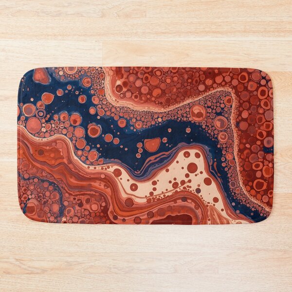 Item preview, Rust Crimson Fluid Marble Deep Indigo Cellular Abstract Art designed and sold by GrinGalore.