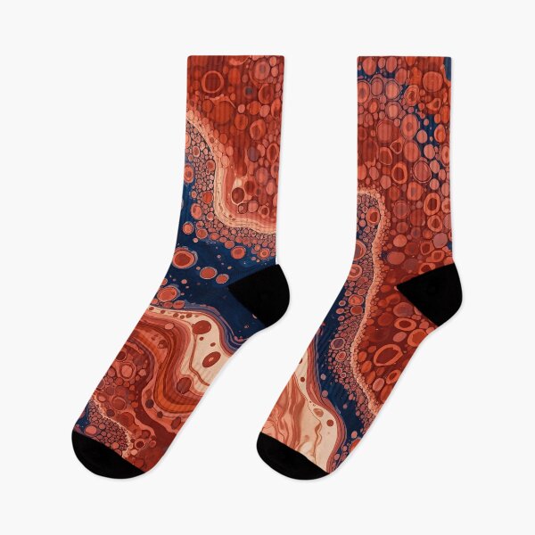 Item preview, Rust Crimson Fluid Marble Deep Indigo Cellular Abstract Art designed and sold by GrinGalore.