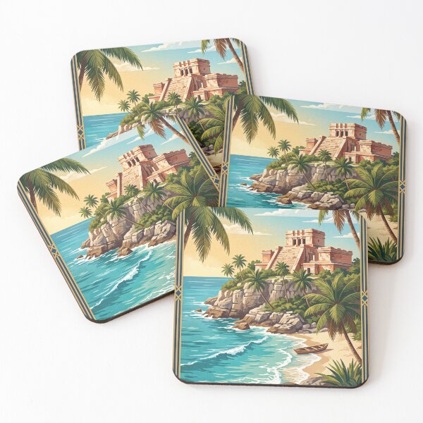 Item preview, Tulum Mexico Vintage Travel Poster – Mayan Ruins & Caribbean Coast designed and sold by Bomax121.