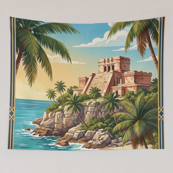Item preview, Tulum Mexico Vintage Travel Poster – Mayan Ruins & Caribbean Coast designed and sold by Bomax121.